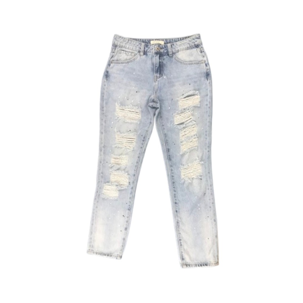 Q2‎ Unique Distressed Ripped Jeans Light Wash Denim Size S